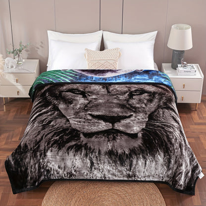 Reversible Plush Blanket 2-Ply 520GSM Milk Velvet - Queen King Size Blanket with Vibrant Animal & Floral Designs