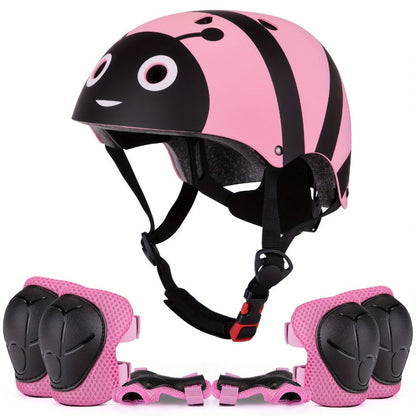 Kids Bike Helmet with Knee and Elbow Pads, Adjustable Gear Set for Ages 5-14, 350g with Ventilation