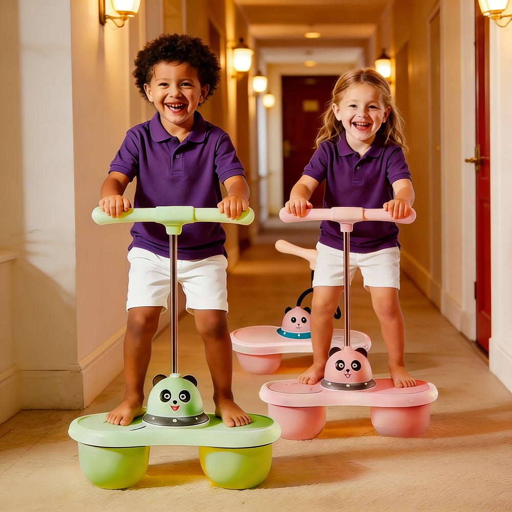 Kids Cartoon Panda Jumping Ball with Handle, Double Bouncy Ball Balance Training Toy, 24.6" Size