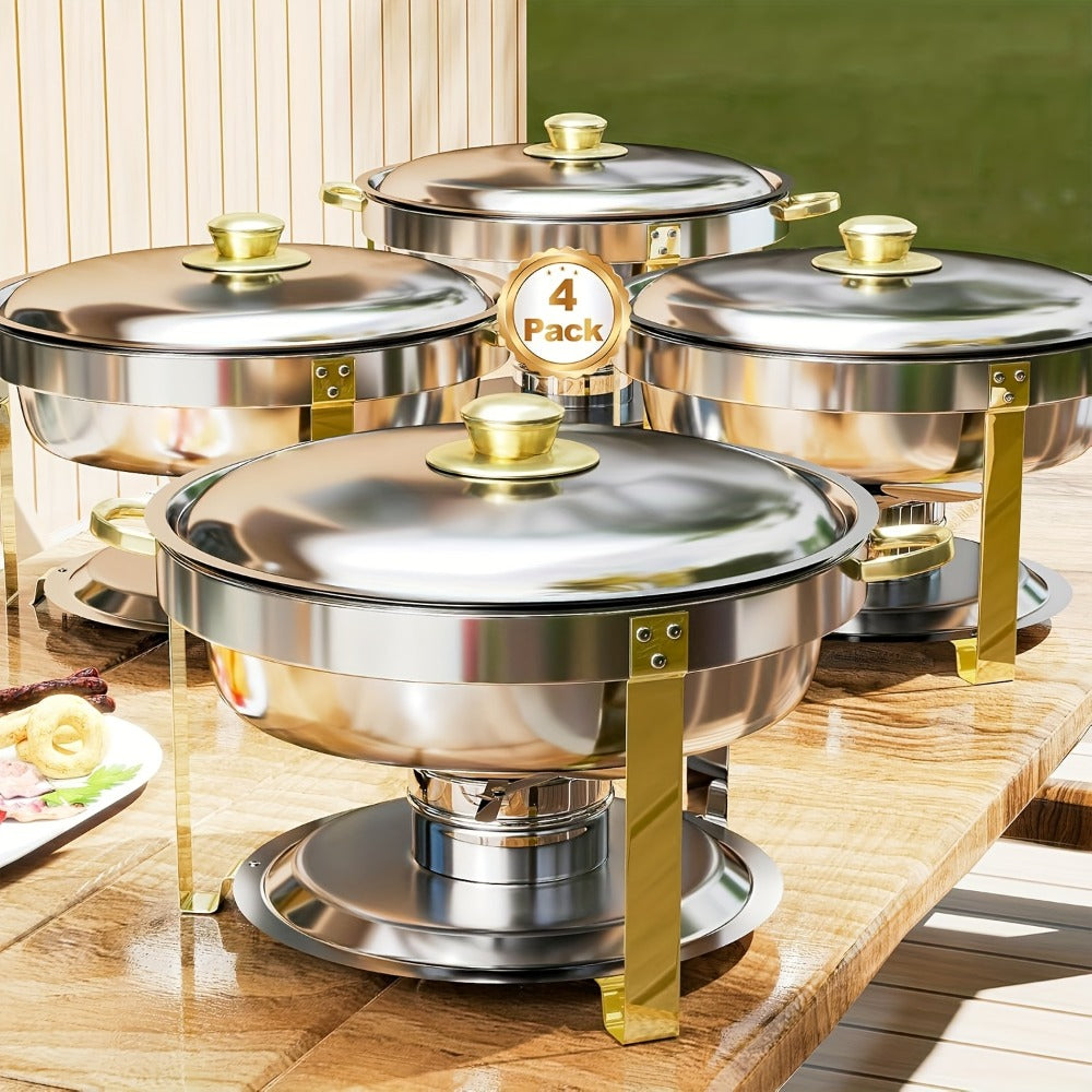 Chafing Dish Buffet Set Stainless Steel Food Warmer 6QT Round Chafer for Catering Events Parties Weddings Banquets