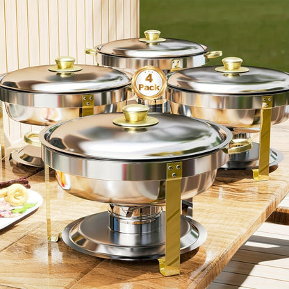 Chafing Dish Buffet Set Stainless Steel Food Warmer 6QT Round Chafer for Catering Events Parties Weddings Banquets