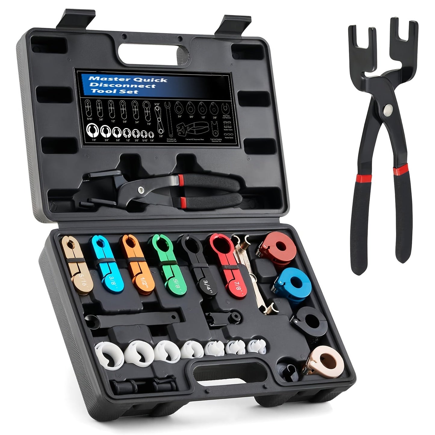 Fuel Line Disconnect Tool Set – 26pc Master Quick Disconnect Kit with AC & Transmission Disconnect Pliers for Fuel Line Removal