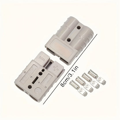 Ten-Pack 50-Amp Two-Pole Battery Disconnect Connector Set with Grey Housings and Terminal Contacts