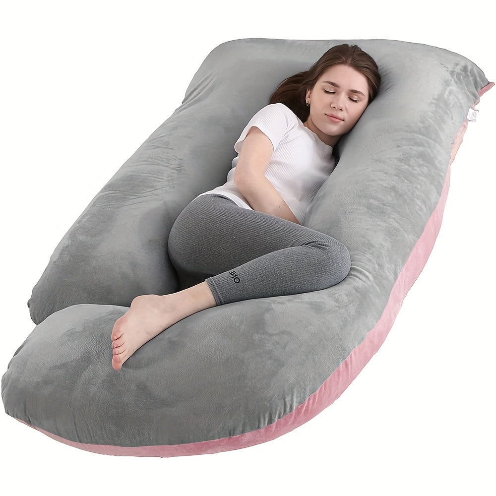 Pregnancy Pillow J-Shape 60 Inch Full Body Maternity Pillow with Velvet Cover for Entryways, Bedrooms and Living Spaces
