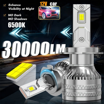 LED Headlight Bulbs 30000 Lumens 350W – H4 H11 9005/HB3 9006/HB4 9012/HIR2 | 6500K White 12V | 2-Pack Upgrade for Brighter Nighttime Driving