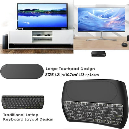 Wireless Mini Keyboard with Large Touchpad & 7-Color Backlight, Bluetooth & 2.4G Dual Mode Handheld Keyboard Remote Control