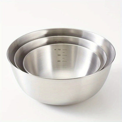 Three-Piece Nesting Mixing Bowl Set with 21, 23 and 26 cm Diameters for Baking and Food Preparation