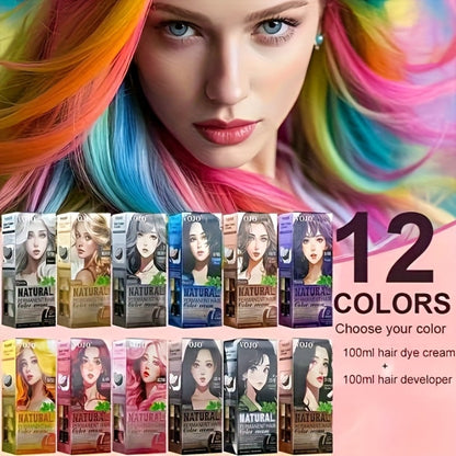 Permanent Hair Dye Kit 12 Vibrant Colors with Developer & Applicator Tools Bleach Blonde Ash for Bath Time, Home Spa and Personal Care