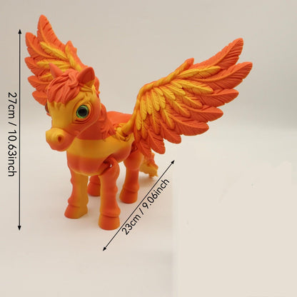 Pegasus Flying Horse Figurine Articulated 3D Printed, Large Poseable Mythology Fantasy Sculpture 10 Color Styles