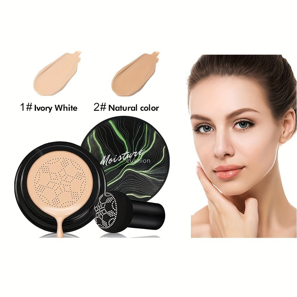 Two-Piece Moisture CC Air Cushion Foundation Set with Mushroom Puffs and Two Matched Shade Options