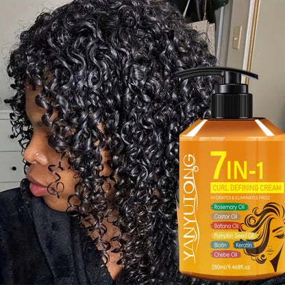 Argan Oil & Rosemary Curling Cream 280ml – 7-in-1 Moisturizing Long-Lasting Hold, Defines Waves & Curls, Naturally Fluffy Frizz-Free Finish