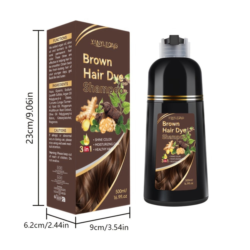 Ammonia-Free Herbal Hair Color Shampoo 3-in-1 Colors in 15 Minutes Lasts 30 Days – Semi Permanent Gray Coverage Moisturizing Cleansing Black