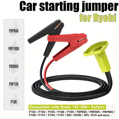 Jumper Cable Clamps Compatible with Ryobi 18V & Dewalt Battery | 5.9ft 12AWG Portable Jump Starter Booster Cables Automotive Battery Jumper
