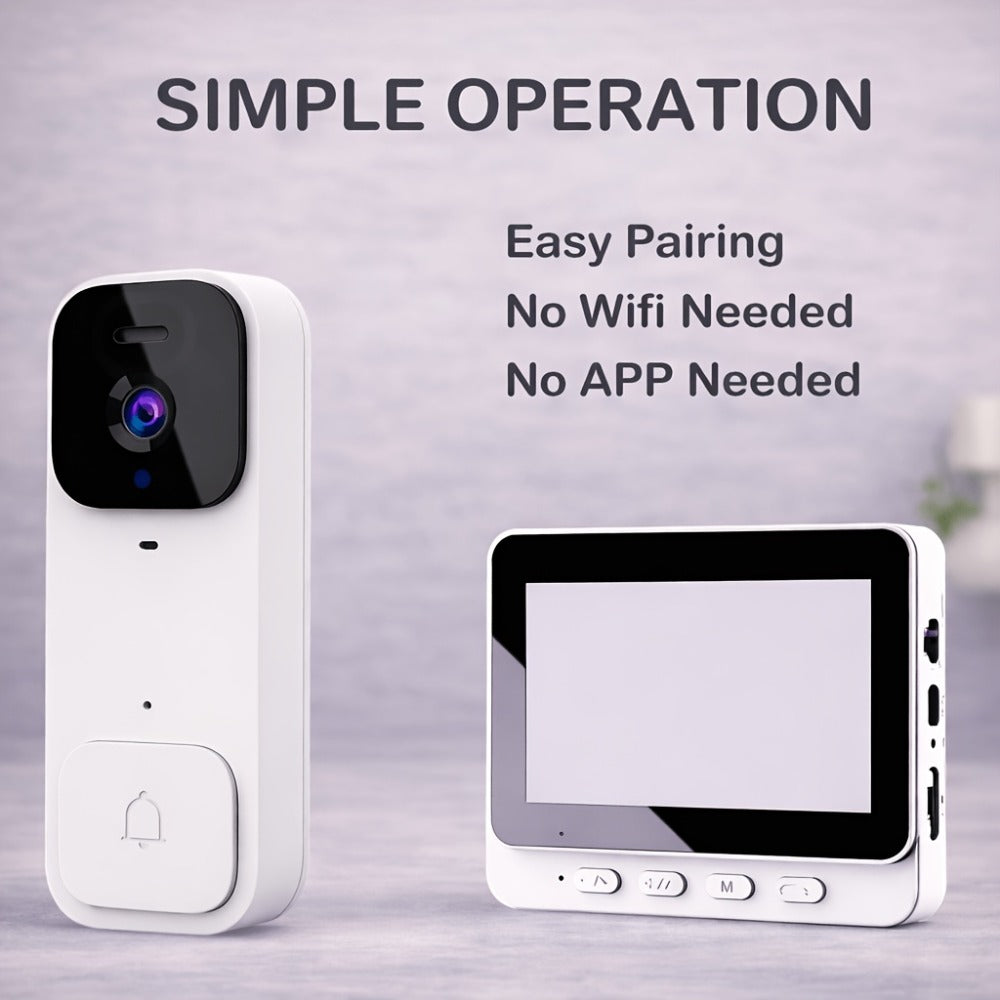 Smart Video Doorbell Wireless Touchscreen Display, Motion Detection 2-Way Audio Local Storage No Subscription