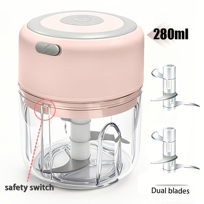 Mini Food Processor USB Rechargeable Electric Chopper 9.47oz, Portable Wireless Meat Grinder & Blender for Garlic