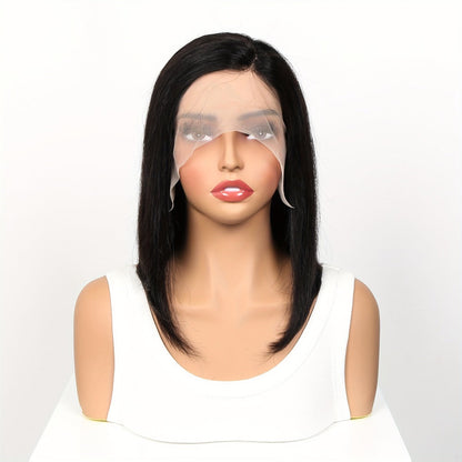 Lace Front Bob Wig Human Hair T Part 13x4 Pre-Plucked 180% Density Straight Side Part Natural, for Home, Travel and Salon Hair Styling