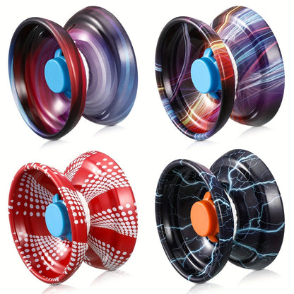Metal Yoyo Ball 4 Pack Alloy Responsive Yoyo String Trick Toy for Beginners Kids Boys Adults Auto Return Technology Multi Style