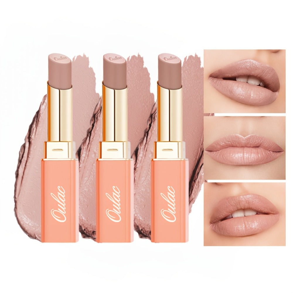 Oulac Nude Satin Lipstick Set 12g Each – Lightweight Moisturizing Full Coverage Cream-to-Satin Formula, Skin-Flattering Nude Lip Color