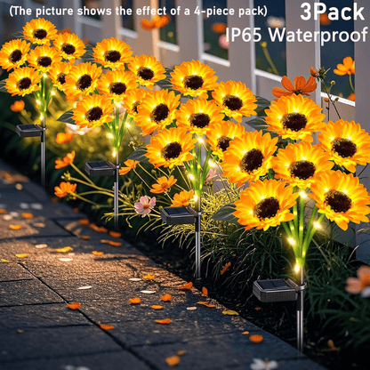 Solar Garden Lights 15-Head Sunflower Stakes with IP65 Rating and Ground-Stake Installation