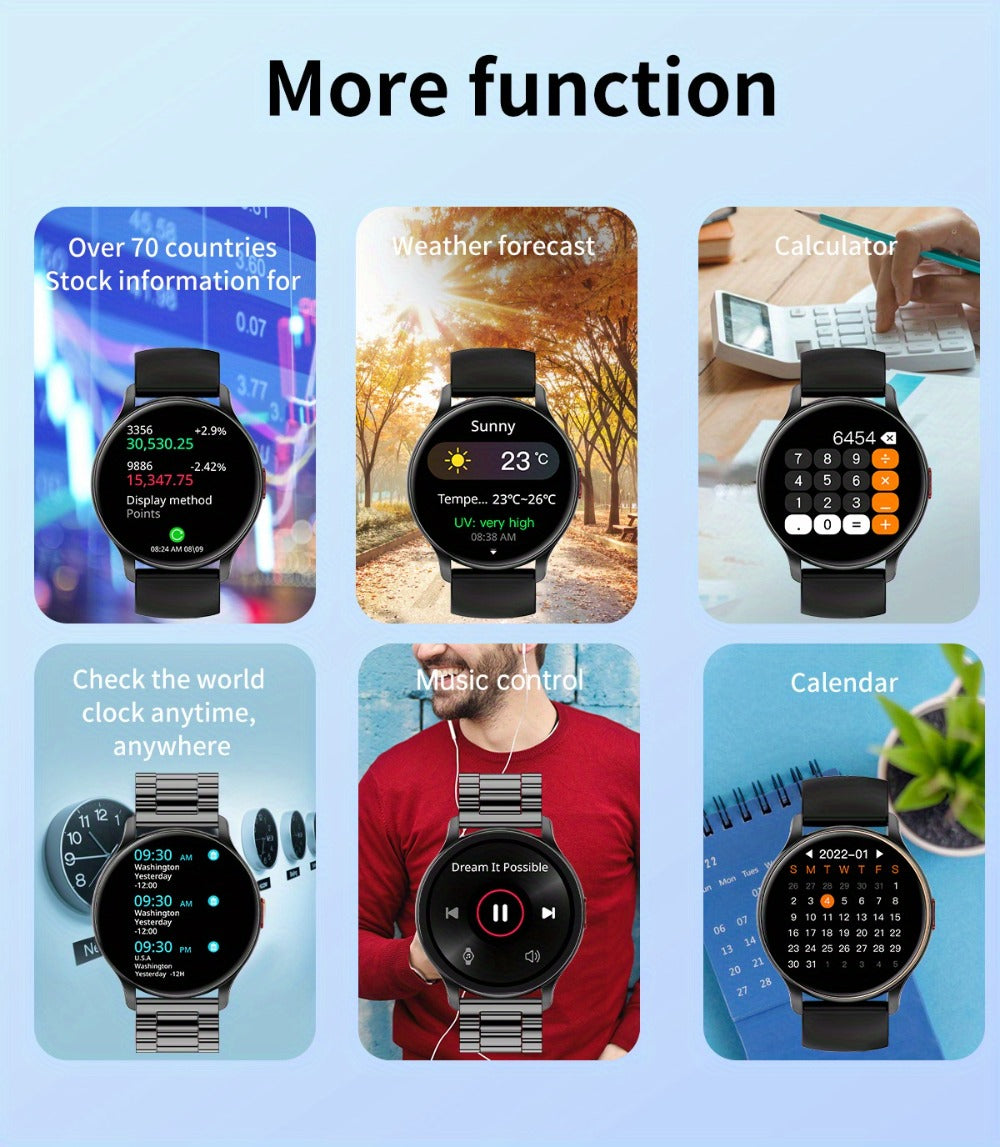 Smartwatch AMOLED for Men SENBONO 1.43" HD Bluetooth Calling, 100+ Sport Modes, DIY Custom Watch Face, Heart Rate Sleep Blood Oxygen