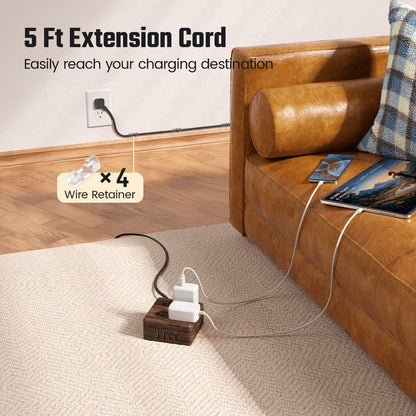 Power Strip 8-in-1 with 4 Widely Spaced AC Outlets, 4 USB Ports and 5-Foot Cord in Three Color Options
