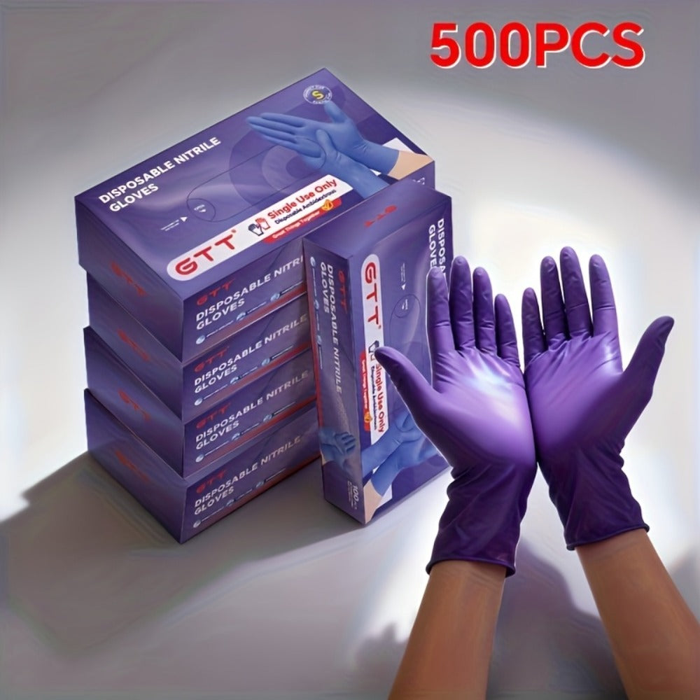 GTT Dark Purple Nitrile Disposable Gloves in 500-Piece Packs with Four Size Options from S to XL