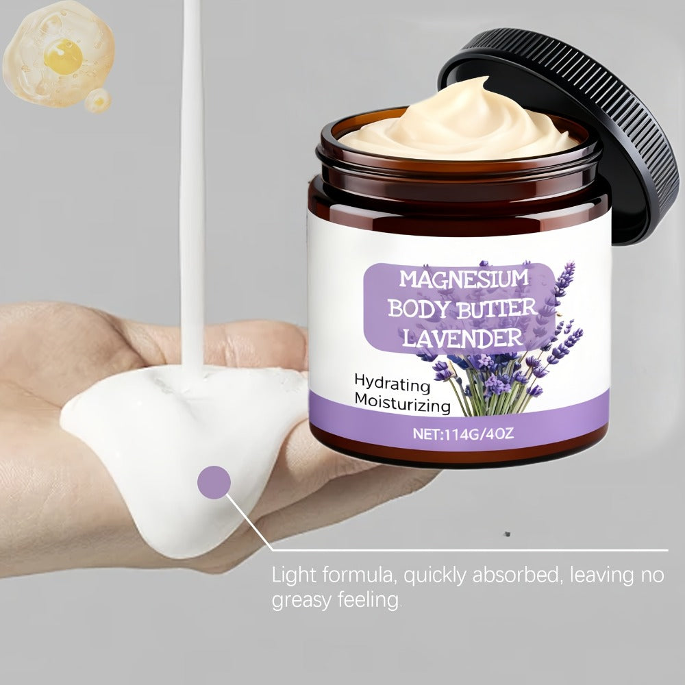 Lavender Magnesium Cream Body Lotion 4oz with Magnesium Chloride Lavender Oil Deep Relaxing Soothing Skin Nourishing for Women Men