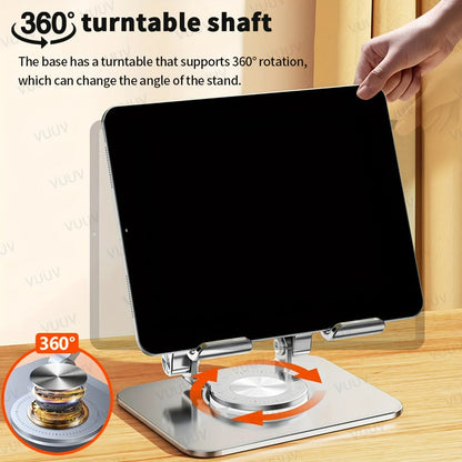 Black or Silver Rotating Tablet Stand with Foldable Metal Desktop Base and 17 × 15 × 11 cm Package Dimensions