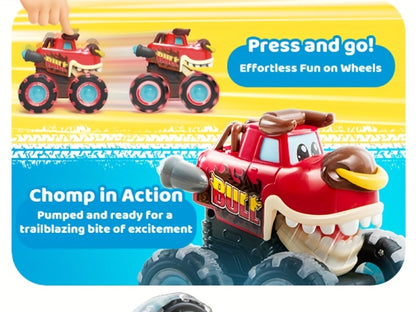 Monster Truck Toys for Toddlers 3-Pack LED Light Up Wheels Press & Go Animal Trucks Shark Bull Dinosaur