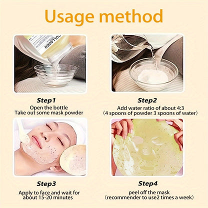 DIY Peel-Off Face Mask Powder Collagen & Turmeric, with Hyaluronic Acid & Beta-Glucan for Bath Time, Home Spa and Personal Care