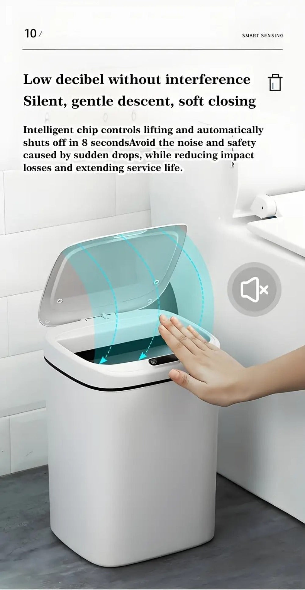 Motion-Activated Touchless Trash Can with Lid, Smart Sensor Waste Bin for Kitchen, Bathroom, Office & Home