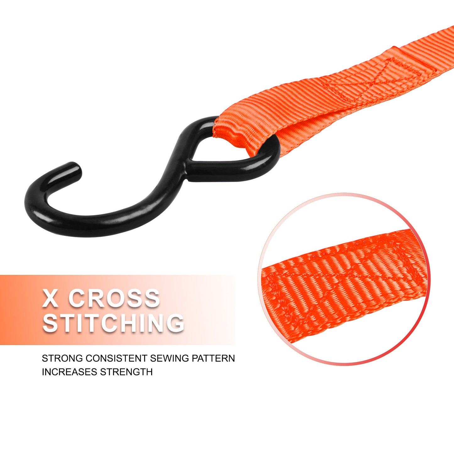 Ratchet Tie Down Straps 4-Pack 15FT 1, 500 lb Break Strength Heavy Duty with Soft Loops & Storage Bag – High-Visibility Webbing