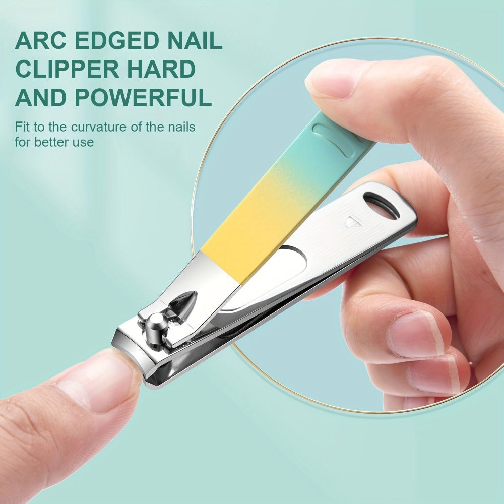 Eighteen-Piece Manicure and Pedicure Kit with Gradient Case, Clippers, Scissors, Files and Pushers