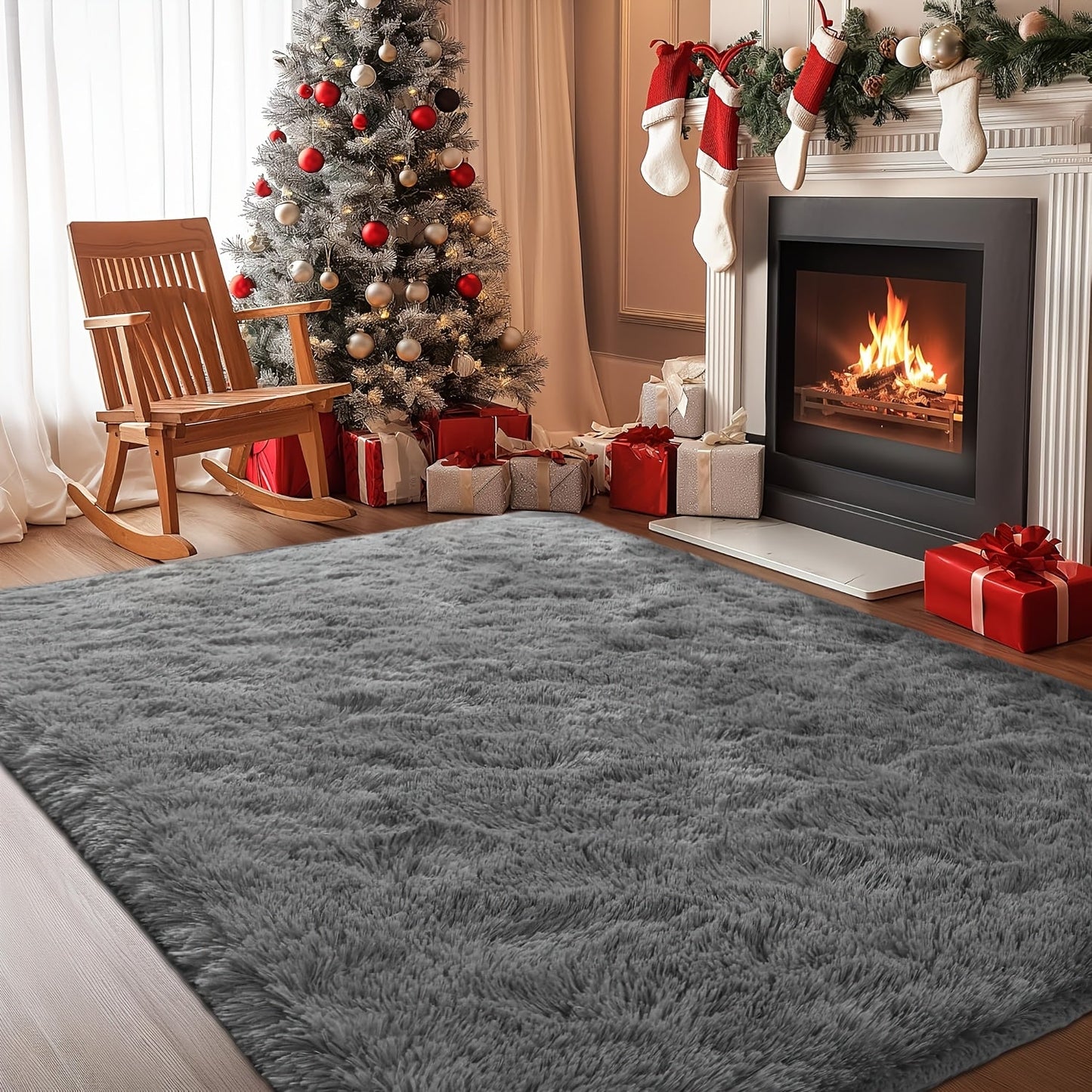 Non-Slip Area Rug Fluffy Soft Carpet – Modern Home Decor Floor Mat for Living Room, Bedroom, Kitchen & Bathroom | Easy Clean Cute Plush Rug