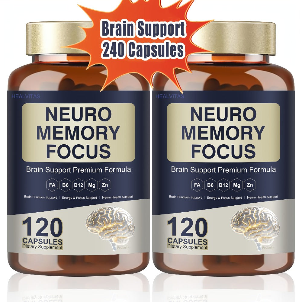 Memory Focus Brain Supplement 120 Capsules, Advanced Nootropic Formula with Ginkgo Biloba, Bacopa Monnieri