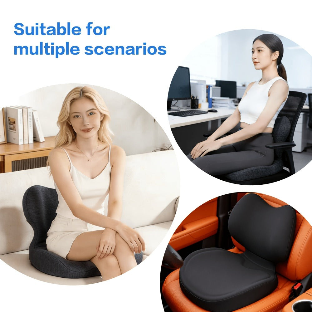 Ergonomic Seat Cushion for Tailbone & Lumbar Pain Relief – Memory Foam L-Shaped Car & Office Chair Cushion for Truck Drivers & Long Sitting