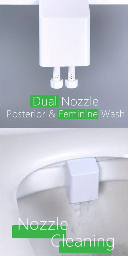 Bidet Attachment Hot and Cold Water, Dual Nozzle Non-Electric Toilet Seat Bidet, Rear & Feminine Wash