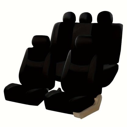 Car Seat Covers 5-Seat Breathable Fabric Full Set with Front and Rear Pieces in Ten Color Options