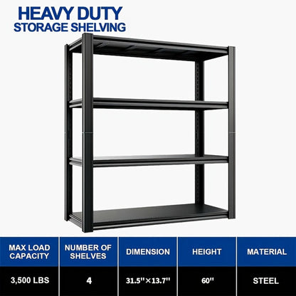 Metal Shelving Unit 5-Tier - Powder-Coated Steel Storage Rack, Adjustable Height, No-Tool Assembly
