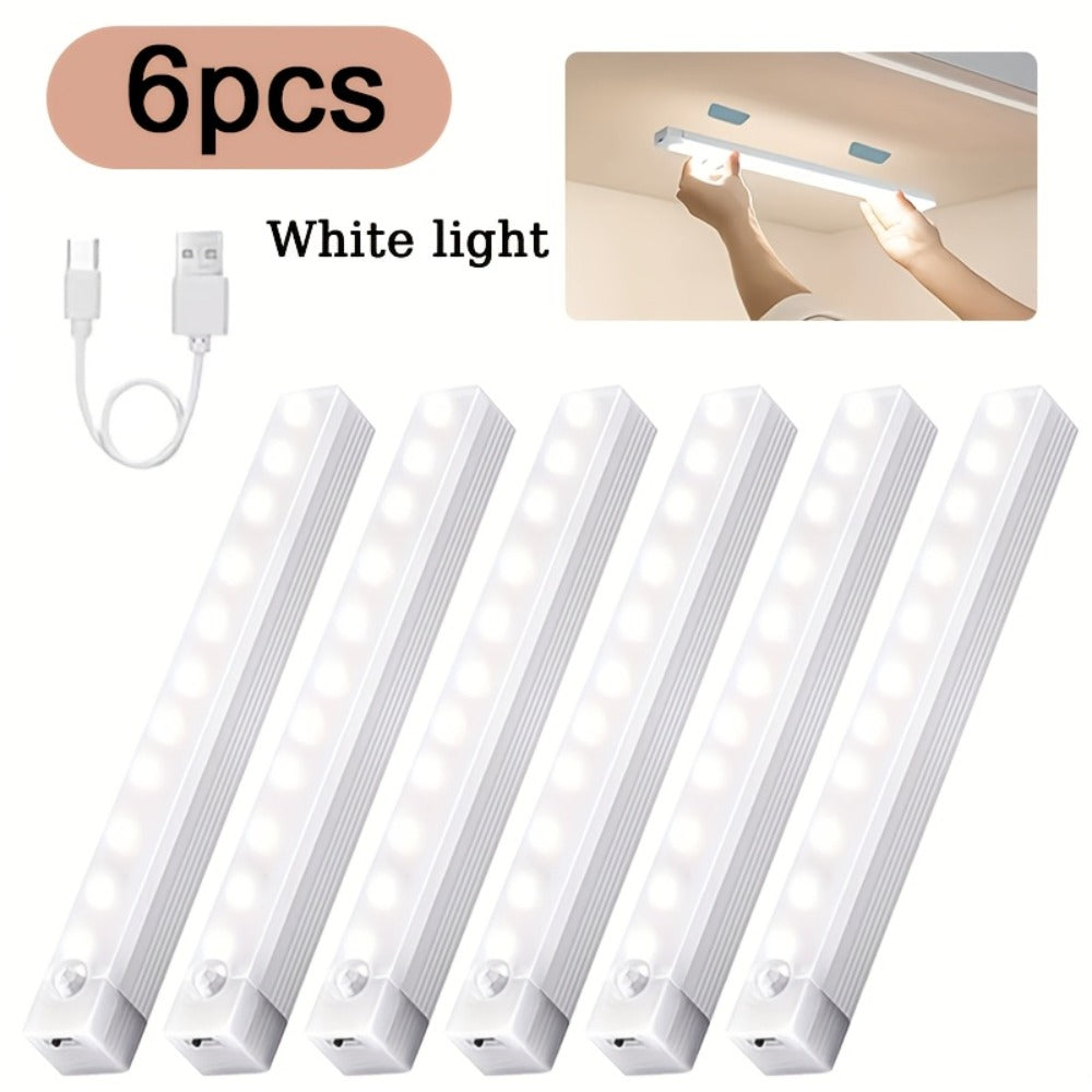 USB-C Rechargeable Motion Sensor LED Light Bar Sets in 10, 20 or 30cm Sizes and 6-, 9- or 12-Packs