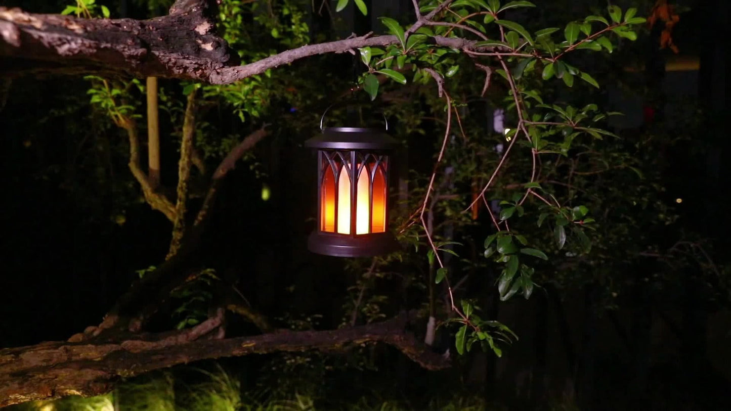 Solar Lantern Outdoor Hanging Lights Flickering Flame IPX5 12Hrs Garden Yard Patio Decor Classic Black Antiqued Bronze 2 or 4 Pack