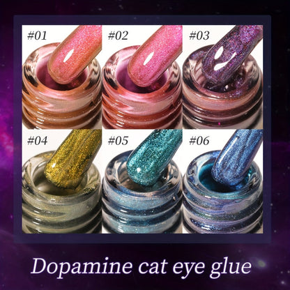 Dopamine Cat Eye Gel Polish Set with Six Magnetic Colors and Photo Frame Bottles for UV LED Nail Art