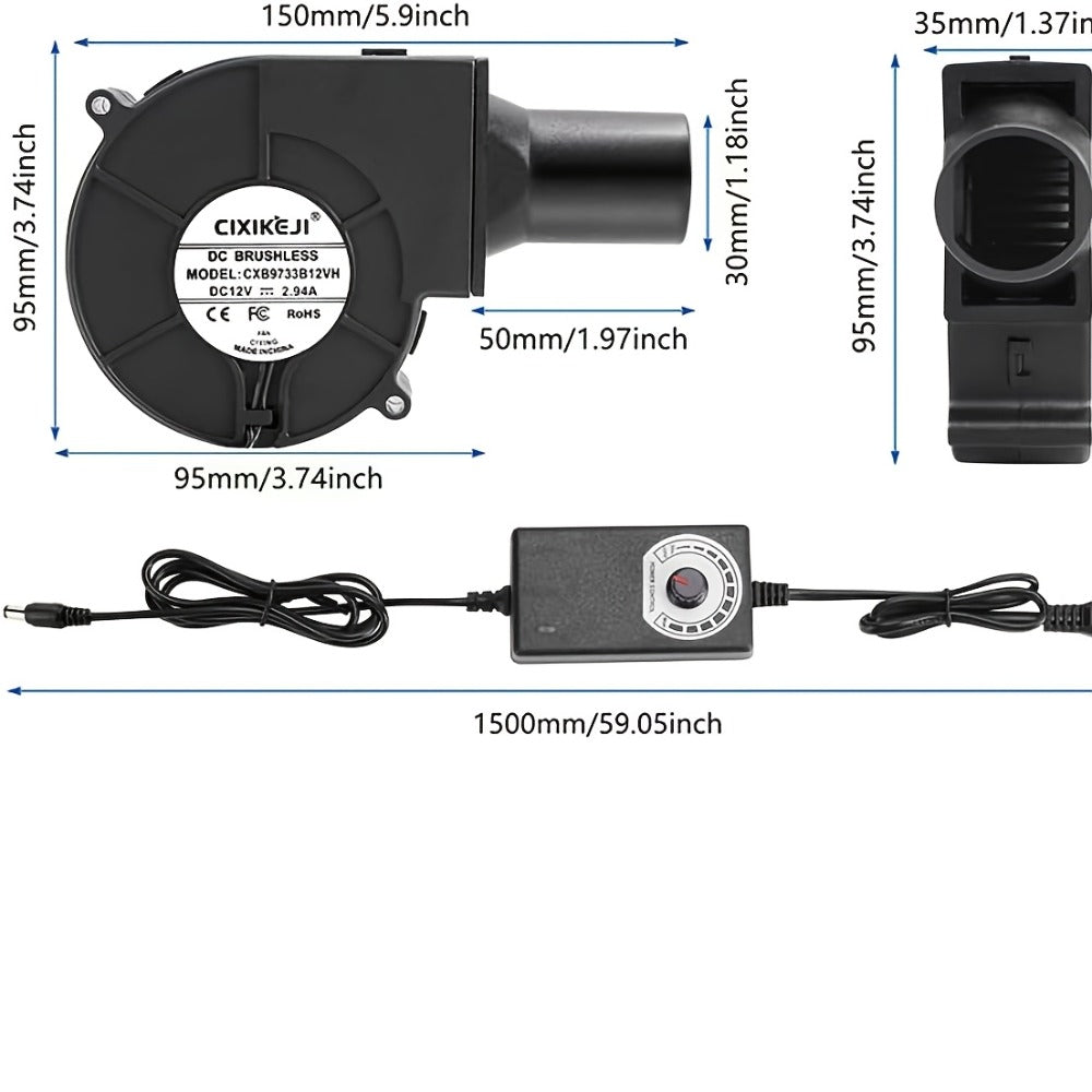 Turbo Blower Set with Adjustable Air Outlet - BBQ Barbecue Stove Firewood Stove Fan for Grilling, Camping and Outdoor Meals