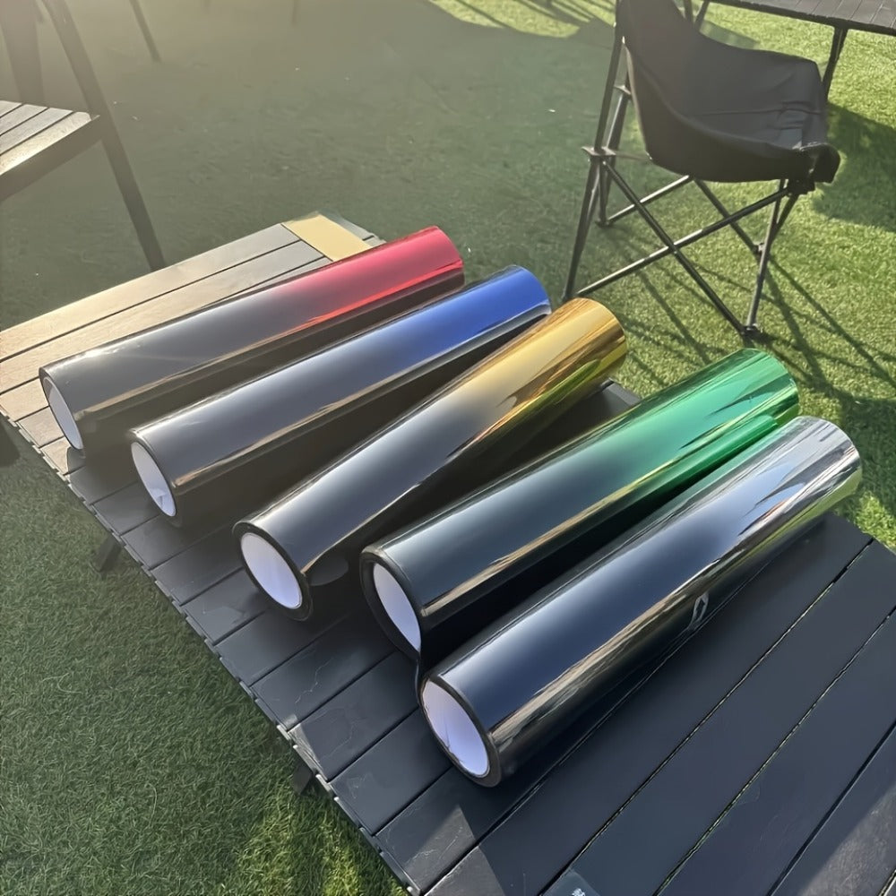 Gradient Window Tint Film Roll 19.7" x 118" Heat Resistant Shatterproof PET – Two-Tone Car Window Film Easy Apply & Remove Red Black Green