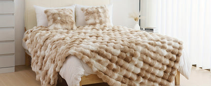 Faux Rabbit Fur Throw Blanket in 11 Checkout Colors and Throw, Twin, Queen or King Size Options