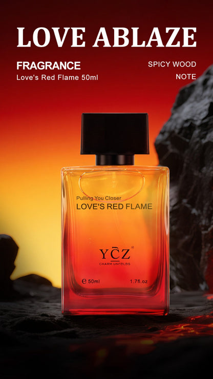 Cologne Eau de Parfum for Men YCZ LOVE'S RED 1.7 fl oz Spray with Red Glass Bottle and Box