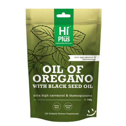 Oil of Oregano and Black Seed Oil Softgel Supplement in One 300-Count Resealable Pouch Package