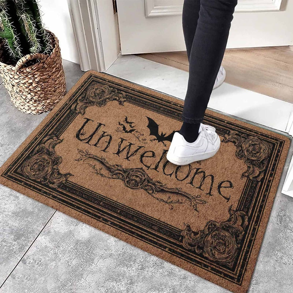 Gothic Bat Unwelcome Doormat Welcome Mat Halloween Home Decor Entrance Rug Indoor Floor Mat