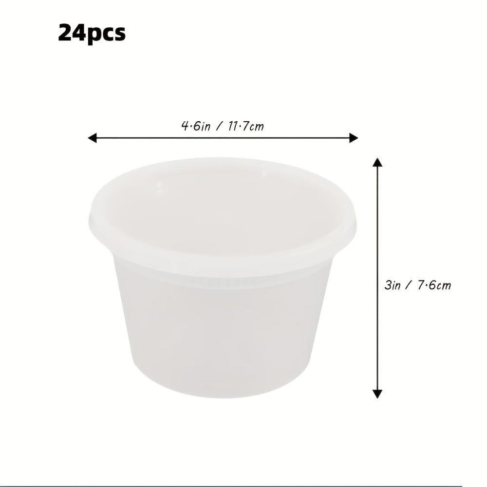 Deli Container Food Storage Organizer 48-Piece 16oz Set with 24 Round Cups and 24 Fitted Lids