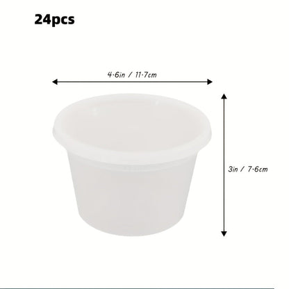 Deli Container Food Storage Organizer 48-Piece 16oz Set with 24 Round Cups and 24 Fitted Lids